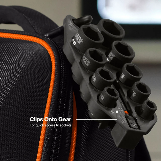 Alt view image 3 of 7 - 80207 Grab-And-Go Impact Socket Sets, SAE and Metric, 20-Piece Set with Sleeves, Carabiners, 3/8-Inch Drive, Color-Coded, 1/4-Inch to 3/4-Inch, 8 mm to 19 mm Sockets