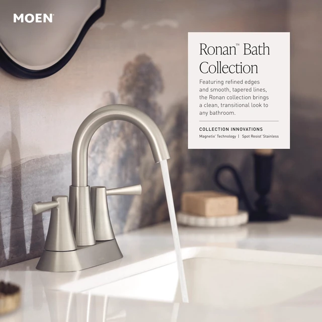 Alt view image 7 of 7 - Ronan Spot Resist Brushed Nickel Double Bend Single Hole Modern Bathroom Sink Faucet with Optional Deckplate and Spring Loaded Drain Assembly, 84024SRN