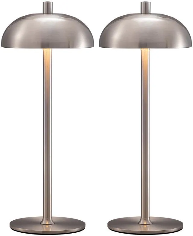 Main image of 12" Cordless Table Lamps Set of 2, Nickel Modern Portable Desk Lamp LED, 3 Color Dimming, Rechargeable, Battery Operated Lights for Bedroom, Outdoor, Restaurant, Bedside, Night Light, Gifts