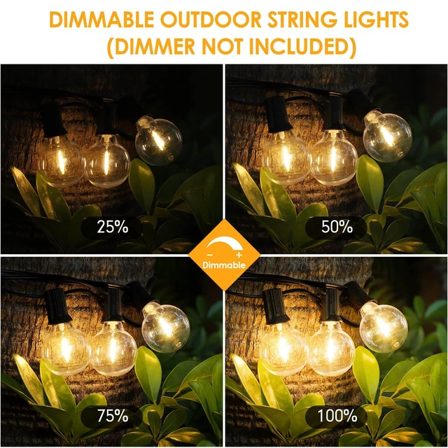 Alt view image 3 of 6 - 200Ft(4x50Ft) Outdoor String Lights, G40 Globe Patio Lights Connectable with 100+6 Waterproof LED Bulbs for Backyard Garden Porch-Black Wire