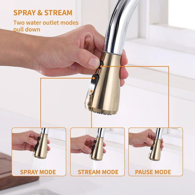 Alt view image 4 of 5 - Touchless Kitchen Faucet with Pull Down Sprayer, Motion Sensor Kitchen Faucet with Soap Dispenser, Single Handle High Arc Pull Out Faucet for Kitchen Sink RV Kitchen, Gold and Polished Chrome