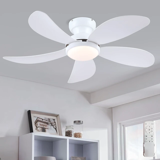 Main image of 42" White Modern Low Profile Flush Mount Ceiling Fans with Lights Super Large Airflow with 6 Wind Speeds, Reversible, Dimmable 3 CCT LED, 30W Noiseless DC Motor,Timer, for Bedroom Kitchen