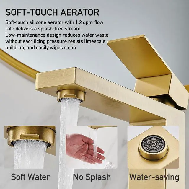 Alt view image 5 of 7 - Brushed Gold Vessel Sink Faucet, 1 Hole Single Handle Tall Faucets Vanity Modern Utility Rv Laundry Bath Restroom Mixer Tap with Metal Pop Up Drain and 2 Water Supply Lines