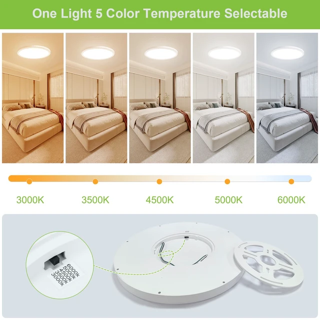 Alt view image 3 of 7 - 8 Pack 3200lm LED Flush Mount Ceiling Light 28W 12 Inch 5CCT Adjustable Super Slim 0.87 inch led Ceiling Light Fixture Round Ceiling Lamp for Bedroom Living Room Kitchen Laundry White