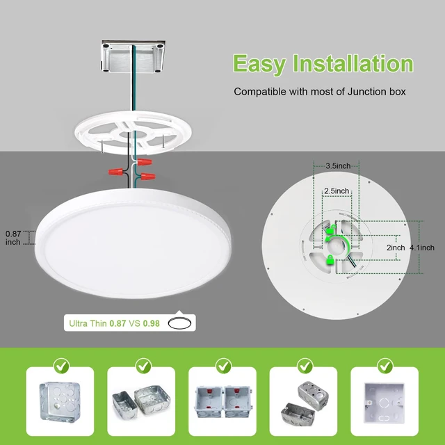 Alt view image 4 of 7 - 8 Pack 3200lm LED Flush Mount Ceiling Light 28W 12 Inch 5CCT Adjustable Super Slim 0.87 inch led Ceiling Light Fixture Round Ceiling Lamp for Bedroom Living Room Kitchen Laundry White
