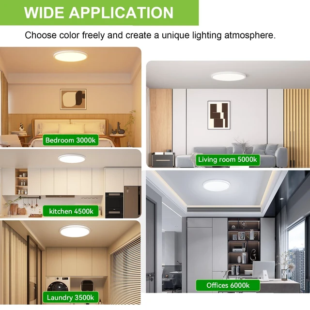 Alt view image 5 of 7 - 8 Pack 3200lm LED Flush Mount Ceiling Light 28W 12 Inch 5CCT Adjustable Super Slim 0.87 inch led Ceiling Light Fixture Round Ceiling Lamp for Bedroom Living Room Kitchen Laundry White