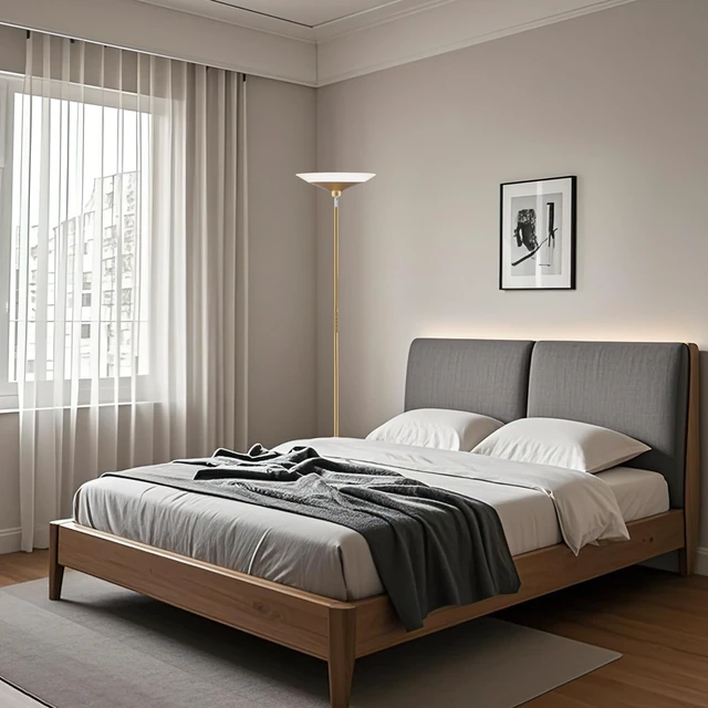 Alt view image 6 of 7 - Torchiere Floor Lamp - 72" Tall LED Standing Lamp with Remote/Button Control, 1800Lm, 3000-6500K, 30W Dimmable Modern Corner Floor Light for Living Room Bedroom Office Apartment, Golden