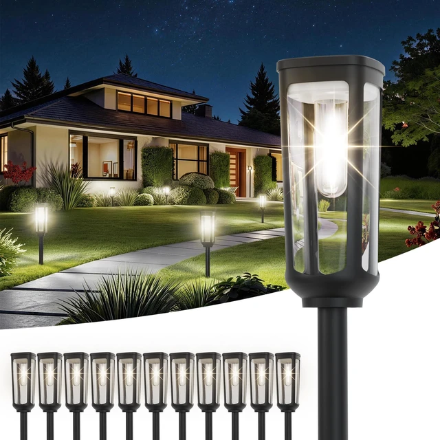 Main image of Solar Pathway Lights Outdoor Waterproof, 12 Pack Solar Walkway Lights Solar Light outdoor for Lawn Yard Garden Patio Driveway Decor Landscape, Cool White