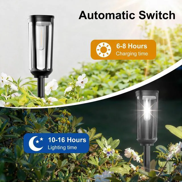 Alt view image 3 of 7 - Solar Pathway Lights Outdoor Waterproof, 12 Pack Solar Walkway Lights Solar Light outdoor for Lawn Yard Garden Patio Driveway Decor Landscape, Cool White