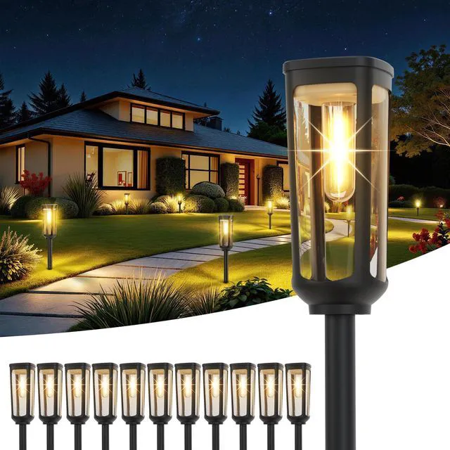 Main image of Solar Pathway Lights Outdoor Waterproof, 12 Pack Solar Walkway Lights Solar Light outdoor for Lawn Yard Garden Patio Driveway Decor Landscape, Warm White