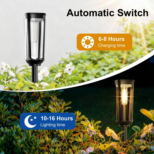 Alt view image 3 of 7 - Solar Pathway Lights Outdoor Waterproof, 12 Pack Solar Walkway Lights Solar Light outdoor for Lawn Yard Garden Patio Driveway Decor Landscape, Warm White