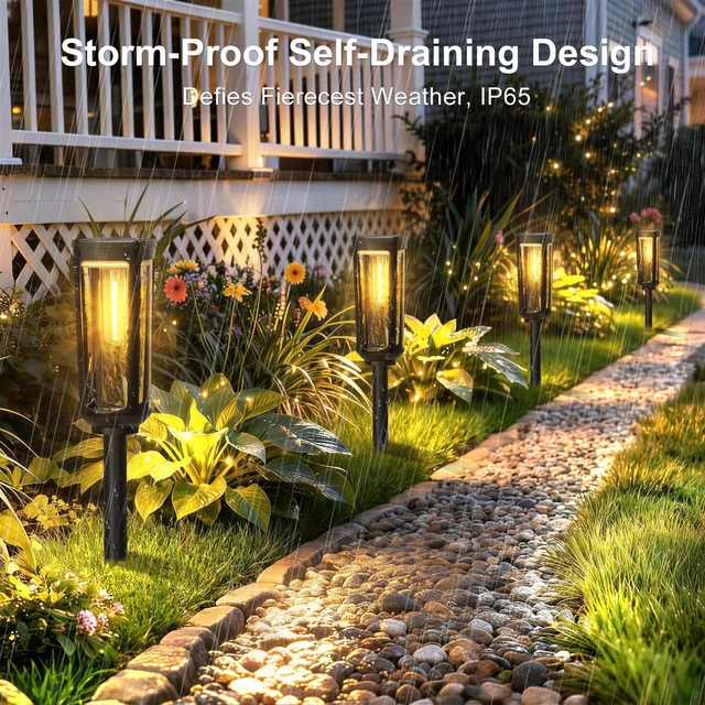 Alt view image 5 of 7 - Solar Pathway Lights Outdoor Waterproof, 12 Pack Solar Walkway Lights Solar Light outdoor for Lawn Yard Garden Patio Driveway Decor Landscape, Warm White