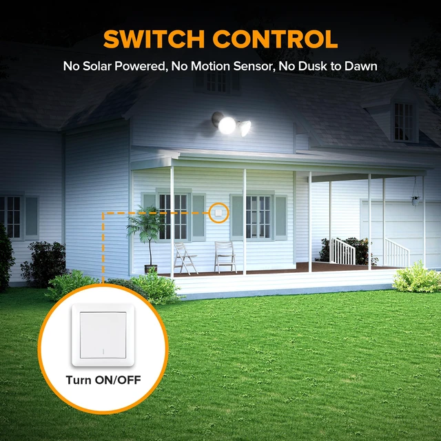 Alt view image 2 of 7 - 6 Pack Adjustable Twin Par Holder Outdoor Flood Lights, Switch Controlled Security Lights, Floodlights Fixture, Waterproof Exterior Max 300 Watt Par38 Flood Light for Garage, Yard, Porch-Black