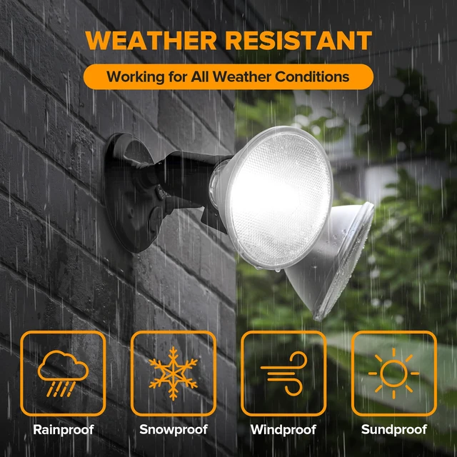 Alt view image 6 of 7 - 6 Pack Adjustable Twin Par Holder Outdoor Flood Lights, Switch Controlled Security Lights, Floodlights Fixture, Waterproof Exterior Max 300 Watt Par38 Flood Light for Garage, Yard, Porch-Black