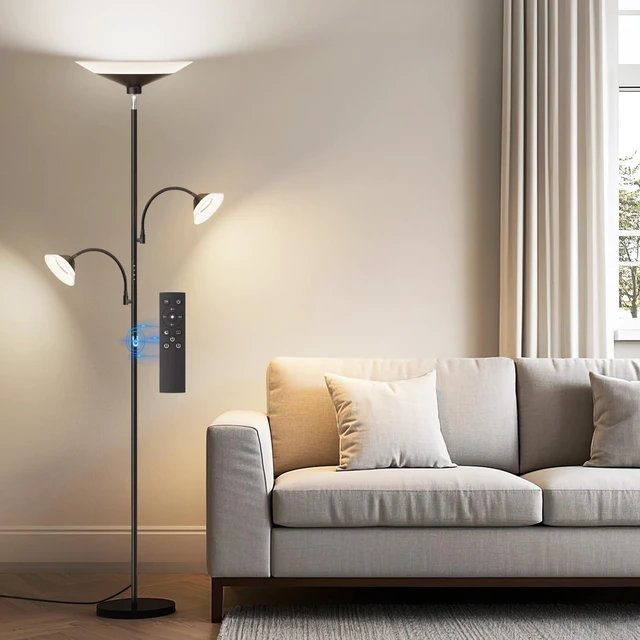 Main image of 42W 3-Light Torchiere Floor Lamp, LED Tree Standing Lamp Dimmable Bright Floor Lamp with Remote, 2300LM, 3 Color Temperatures, 72" Tall, for Living Room, Bedroom and Office