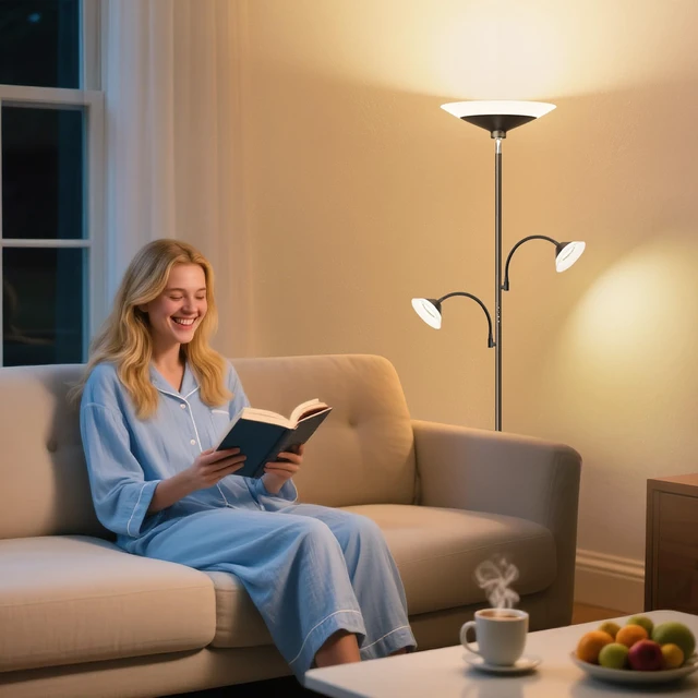 Alt view image 6 of 7 - 42W 3-Light Torchiere Floor Lamp, LED Tree Standing Lamp Dimmable Bright Floor Lamp with Remote, 2300LM, 3 Color Temperatures, 72" Tall, for Living Room, Bedroom and Office