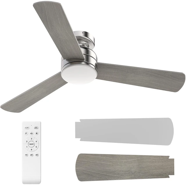 Main image of Ceiling Fans with Lights, 42" Modern Low Profile Ceiling Fan with Light and Remote Control, 3CCT, 6 Speeds Reversible DC Motor, Noiseless, Nickel LED Ceiling Fan for Bedroom, Living,Indoor/Outdoor Use