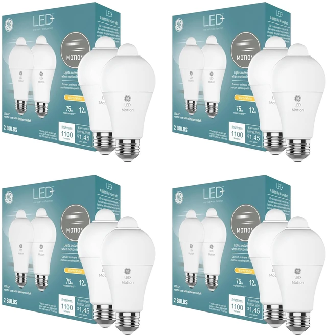 Main image of LED+ Motion Sensor LED Light Bulbs, 12W, Outdoor Security Lights, A21, Warm White (Pack of 4)