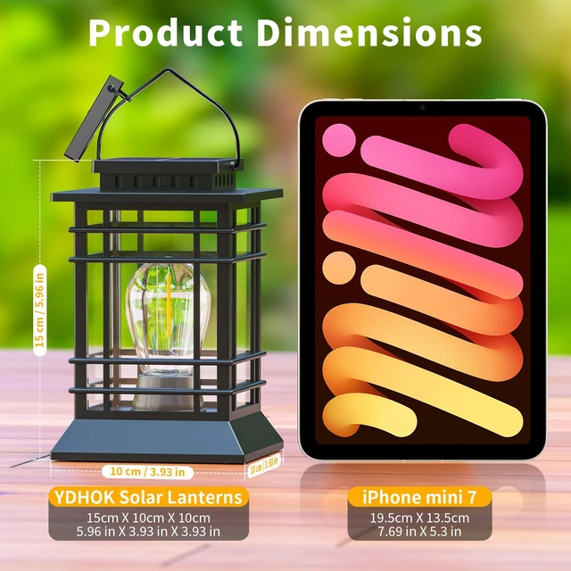 Alt view image 4 of 7 - Solar Lanterns Outdoor Waterproof, Hanging Solar Lights for Outside 6 Pack Auto Dusk-to-Dawn, Bright LED Lighting, Over 12H Runtime, IP65 Waterproof for Garden Patio Yard Table Porch Fence Tree Decor
