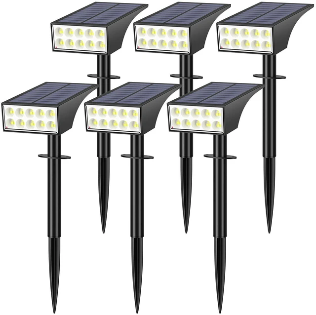 Main image of Solar Lights Outdoor Waterproof IP65, Landscape Lights, 6 Pack, Cool White IP65 Waterproof, Auto On/Off LED Powered Yard Garden Flood Solar Light for Outside Pathway Wall Tree Lawn Uplights Lights