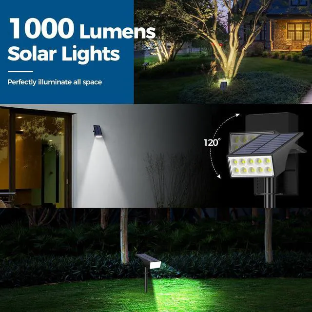 Alt view image 5 of 7 - Solar Lights Outdoor Waterproof IP65, Landscape Lights, 6 Pack, Cool White IP65 Waterproof, Auto On/Off LED Powered Yard Garden Flood Solar Light for Outside Pathway Wall Tree Lawn Uplights Lights
