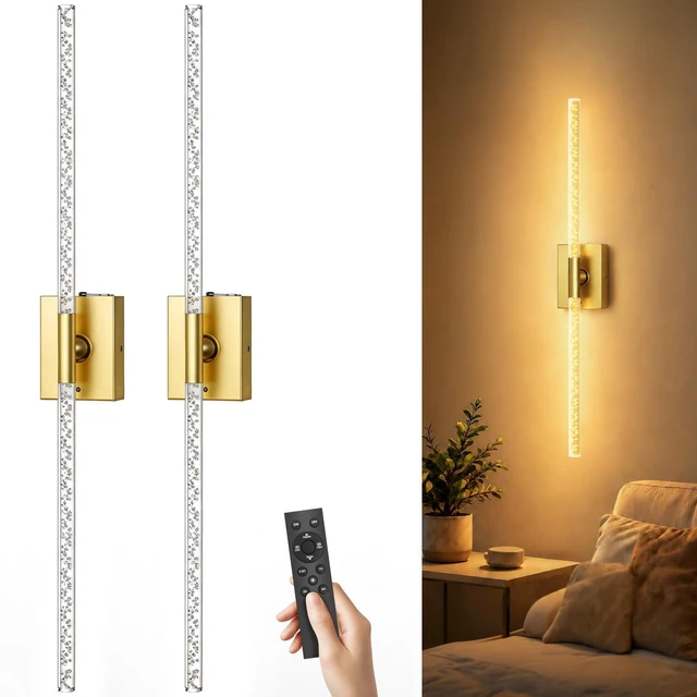 Main image of Battery Operated Wall Sconces Set of 2, 10000mAh, Gold Bubble crystal inspired bubble wall lamp wireless, Remote control & 360° Rotate, for Bedroom Living Room Mirror Decor