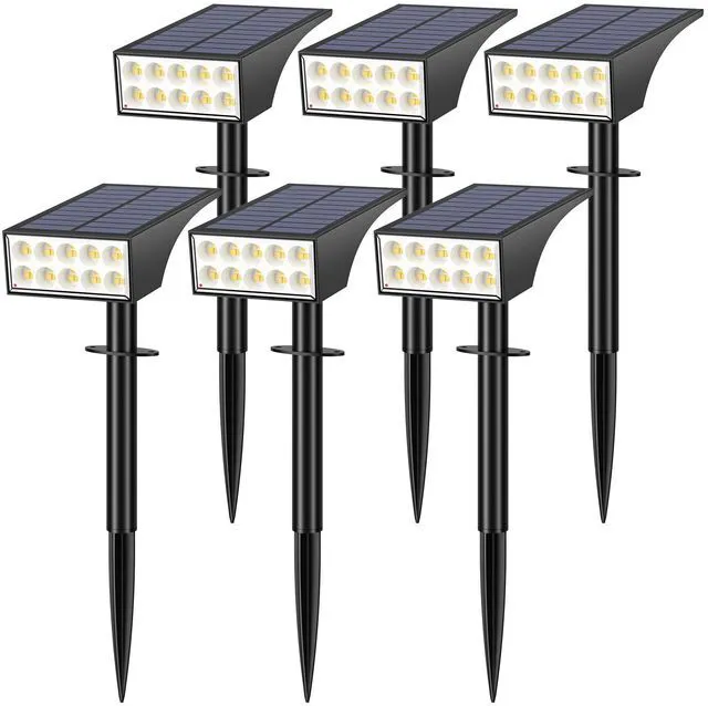 Main image of Solar Spot Lights Outdoor, IP65 Solar Spotlights Warm White, 6 Pack IP65 Waterproof, Auto On/Off LED Powered Yard Garden Flood Solar Light for Outside Pathway Wall Tree Lawn Uplights Lights