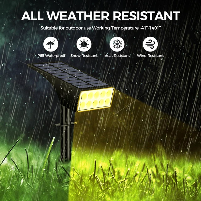 Alt view image 5 of 7 - Solar Spot Lights Outdoor, IP65 Solar Spotlights Warm White, 6 Pack IP65 Waterproof, Auto On/Off LED Powered Yard Garden Flood Solar Light for Outside Pathway Wall Tree Lawn Uplights Lights