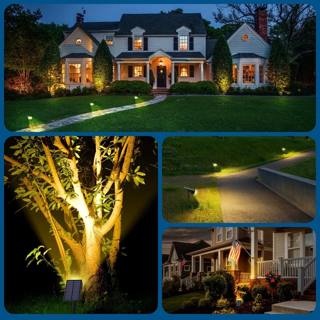 Alt view image 7 of 7 - Solar Spot Lights Outdoor, IP65 Solar Spotlights Warm White, 6 Pack IP65 Waterproof, Auto On/Off LED Powered Yard Garden Flood Solar Light for Outside Pathway Wall Tree Lawn Uplights Lights
