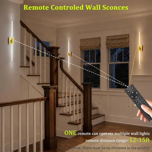 Alt view image 6 of 7 - Battery Operated Wall Sconces Set of 2, 10000mAh, Gold Bubble crystal inspired bubble wall lamp wireless, Remote control & 360° Rotate, for Bedroom Living Room Mirror Decor