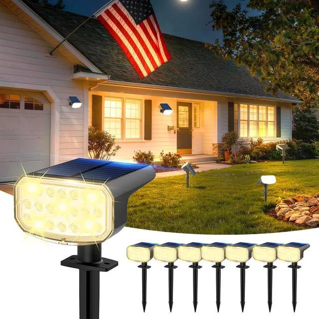 Main image of Solar Spotlights Outdoor Waterproof with Focus Beam, 8 Pack Solar Spot Lights, 2 Lighting Modes, Solar Lights for Yard Garden Lawn Landscape Pathway, Warm White