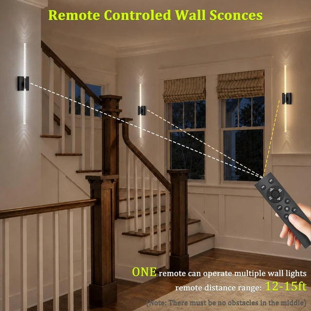 Alt view image 6 of 7 - Battery Operated Wall Sconces Set of 2, 10000mAh, Black Bubble wireless crystal wall lights rechargeable with Remote & 360° Rotate, 31.5" Wall Lamp for Bedroom Living Room Mirror