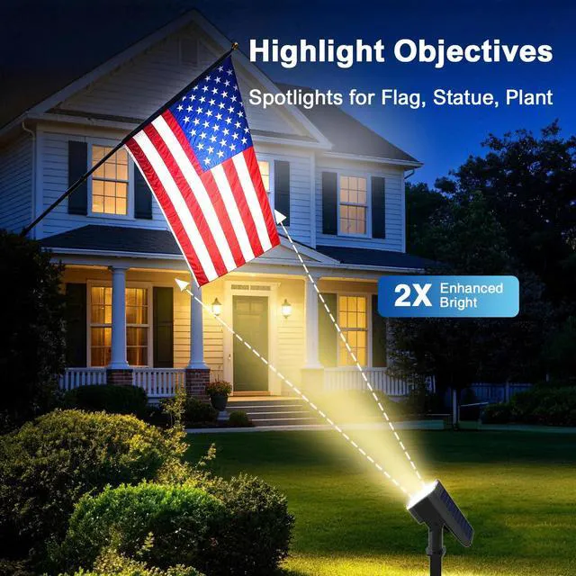 Alt view image 2 of 7 - Solar Spotlights Outdoor Waterproof with Focus Beam, 8 Pack Solar Spot Lights, 2 Lighting Modes, Solar Lights for Yard Garden Lawn Landscape Pathway, Warm White