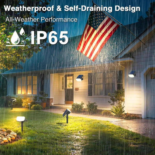 Alt view image 5 of 7 - Solar Spotlights Outdoor Waterproof with Focus Beam, 8 Pack Solar Spot Lights, 2 Lighting Modes, Solar Lights for Yard Garden Lawn Landscape Pathway, Warm White