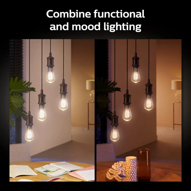 Alt view image 5 of 6 - Smart 40W ST19 Filament LED Bulb - White Ambiance Warm-to-Cool White Light - 2 Pack - 550LM - E26 - Indoor - Control with Hue App - Works with Alexa, Google Assistant and Apple Homekit