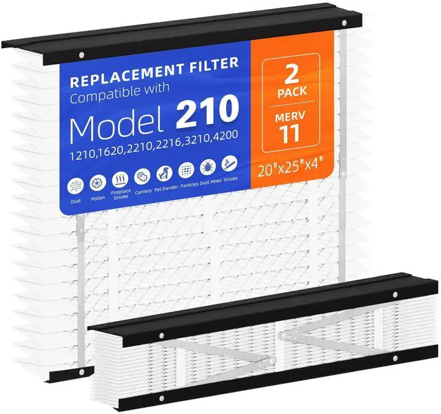 Main image of 2 Pack 210 Replacement Filter,MERV 11,Compatible with AprilAire 210 Whole House Air Purifiers Models,1210,1620,2210,2216,3210,4200,HVAC Furnace Filter Replacement,20x25x4 Air Filter