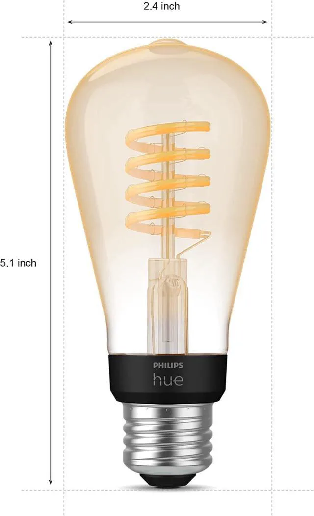 Alt view image 6 of 6 - Smart 40W ST19 Filament LED Bulb - White Ambiance Warm-to-Cool White Light - 2 Pack - 550LM - E26 - Indoor - Control with Hue App - Works with Alexa, Google Assistant and Apple Homekit