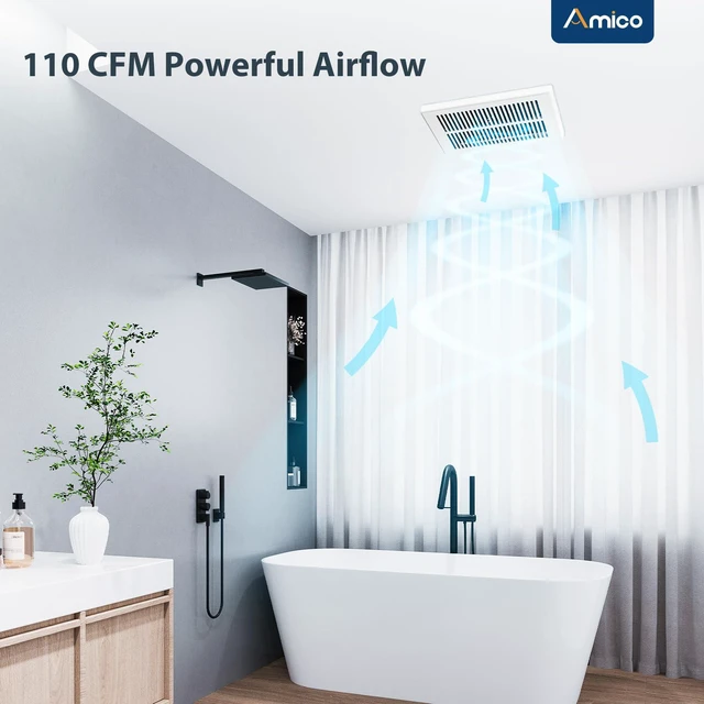 Alt view image 5 of 7 - Bathroom Exhaust Fan, 1.5 Sones, 110 CFM, No Attic Access Needed Low Noise, Ceiling Mounted Retrofit Ventilation Fans, 4 Inch Duct, 7.6''x7.3'' Ceiling Opening, Modern Grille, UL Certified