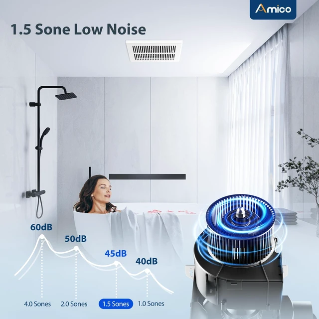 Alt view image 4 of 7 - Bathroom Exhaust Fan, 1.5 Sones, 110 CFM, No Attic Access Needed Low Noise, Ceiling Mounted Retrofit Ventilation Fans, 4 Inch Duct, 7.6''x7.3'' Ceiling Opening, Modern Grille, UL Certified