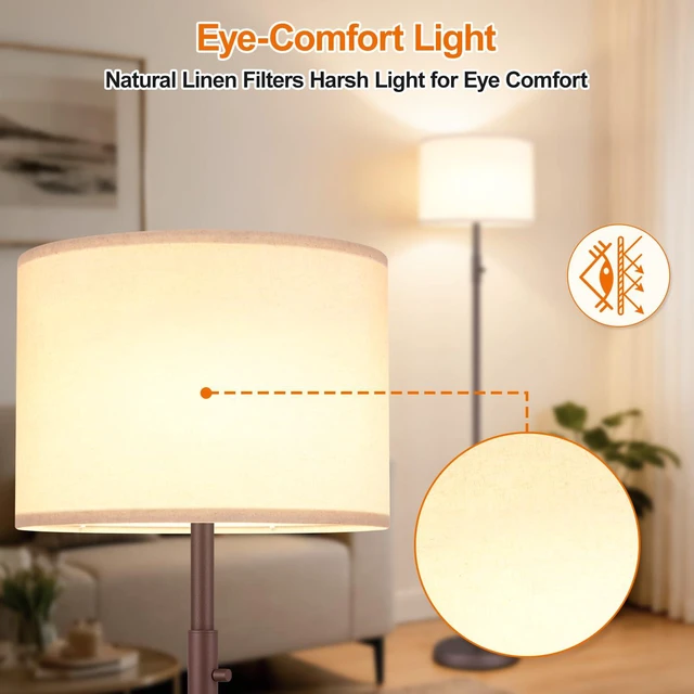 Alt view image 4 of 7 - Floor Lamp Simple Design with Shade, Small Tall Lamps for Living Room Bedroom Office Dining Room Kitchen-Matte Brown