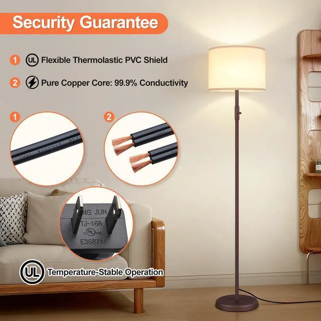 Alt view image 6 of 7 - Floor Lamp Simple Design with Shade, Small Tall Lamps for Living Room Bedroom Office Dining Room Kitchen-Matte Brown