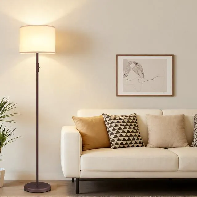 Alt view image 7 of 7 - Floor Lamp Simple Design with Shade, Small Tall Lamps for Living Room Bedroom Office Dining Room Kitchen-Matte Brown