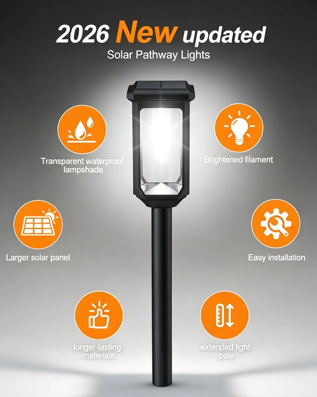 Alt view image 2 of 7 - Solar Pathway Lights Outdoor 2 Pack, Bright Solar Garden Lights