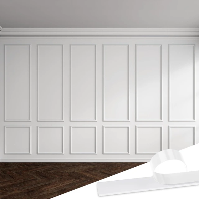 Main image of 6set Peel and Stick Wall Molding Kit 3D Premade, 24x54in Accent Wall Moulding Kit, Wainscoting Panel, for Interior Decor, Ready to Assemble, Peel and Stick, Wainscoting Accent Panel