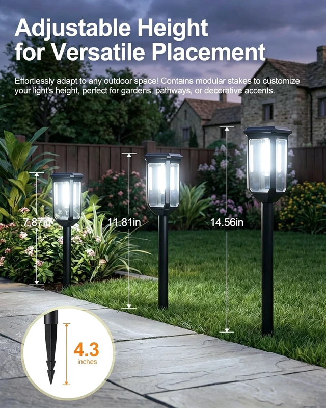 Alt view image 6 of 7 - Solar Pathway Lights Outdoor 2 Pack, Bright Solar Garden Lights