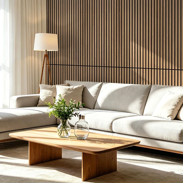Alt view image 2 of 7 - 47 x 23.6 Inch Acoustic Wood Slat Wall Panel, 4-Pack, Deep Walnut Lightweight, Noise Reduction, Crack Resistant, Sustainable, Easy Installation, for Office, Living Room, Bedroom Wall Decor