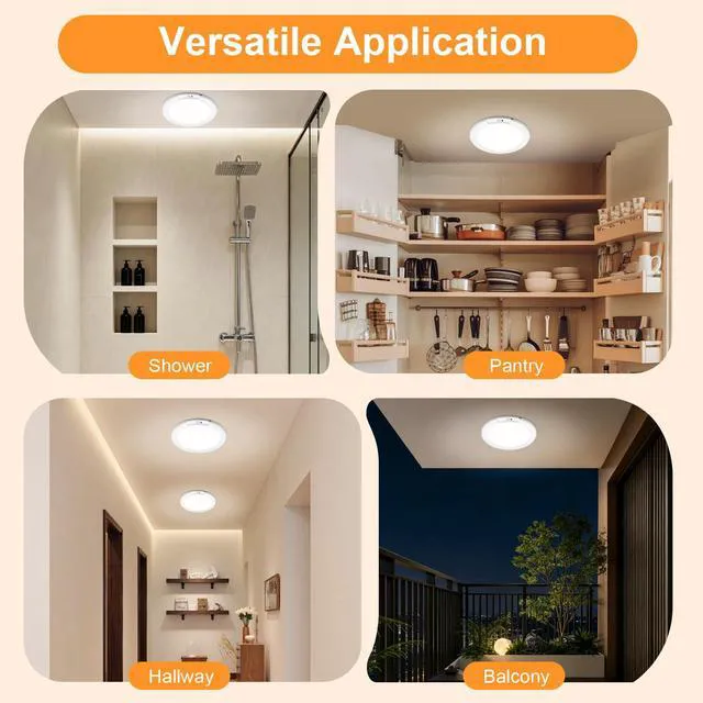 Alt view image 7 of 7 - 4Pack Rechargeable Motion Sensor Magnetic Ceiling Light with Remote Wireless, Battery Operated, LED, 3 Color, Dimmable, Indoor, for Shower, Closet, Pantry, Living Room, Shed, Hallway, Porch