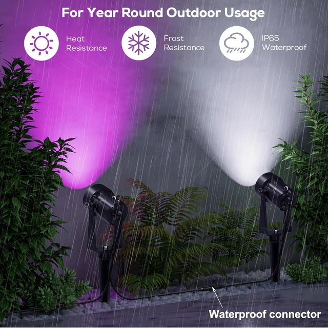 Alt view image 4 of 7 - Outdoor Landscape Lighting with Remote, RGBW Color Changing Spot Uplights, 6 Pack