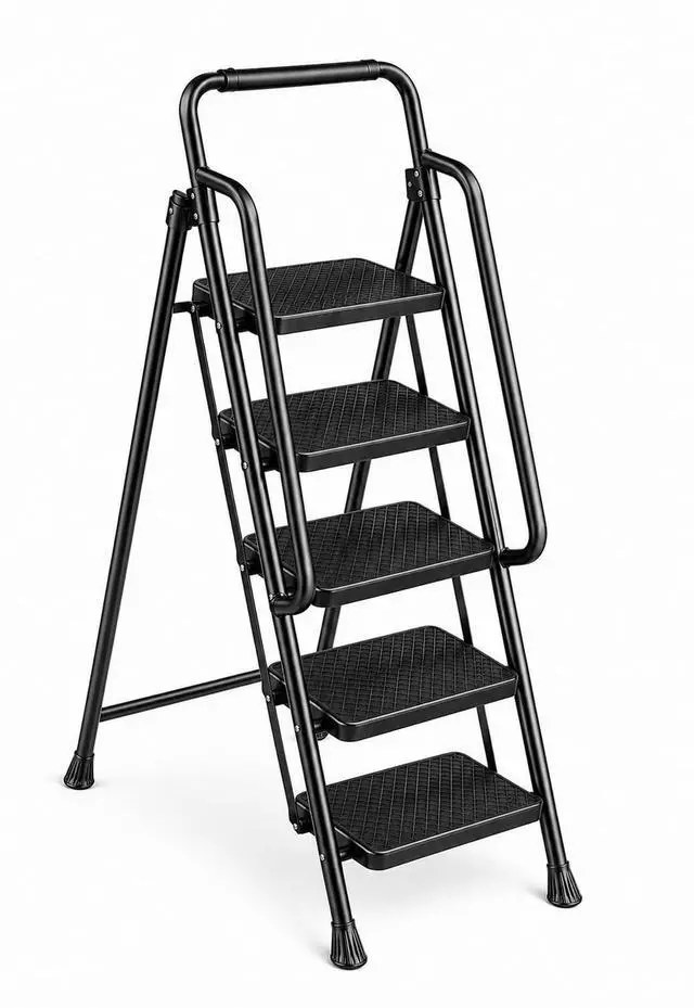 Main image of Step Ladder 5 Step Folding Step Stool Step Ladder with Wide Anti-Slip Pedal Step Stool Foldable for Adults Lightweight, Portable Steel Use for Home and Office