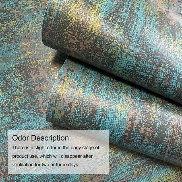 Alt view image 4 of 5 - Vintage Metallic Peel and Stick Wallpaper Industrial Metallic Concrete Wall Paper Modern Stick on Wallpaper Self Adhesive Contact Paper(17.3" x 400" Blue Gold)